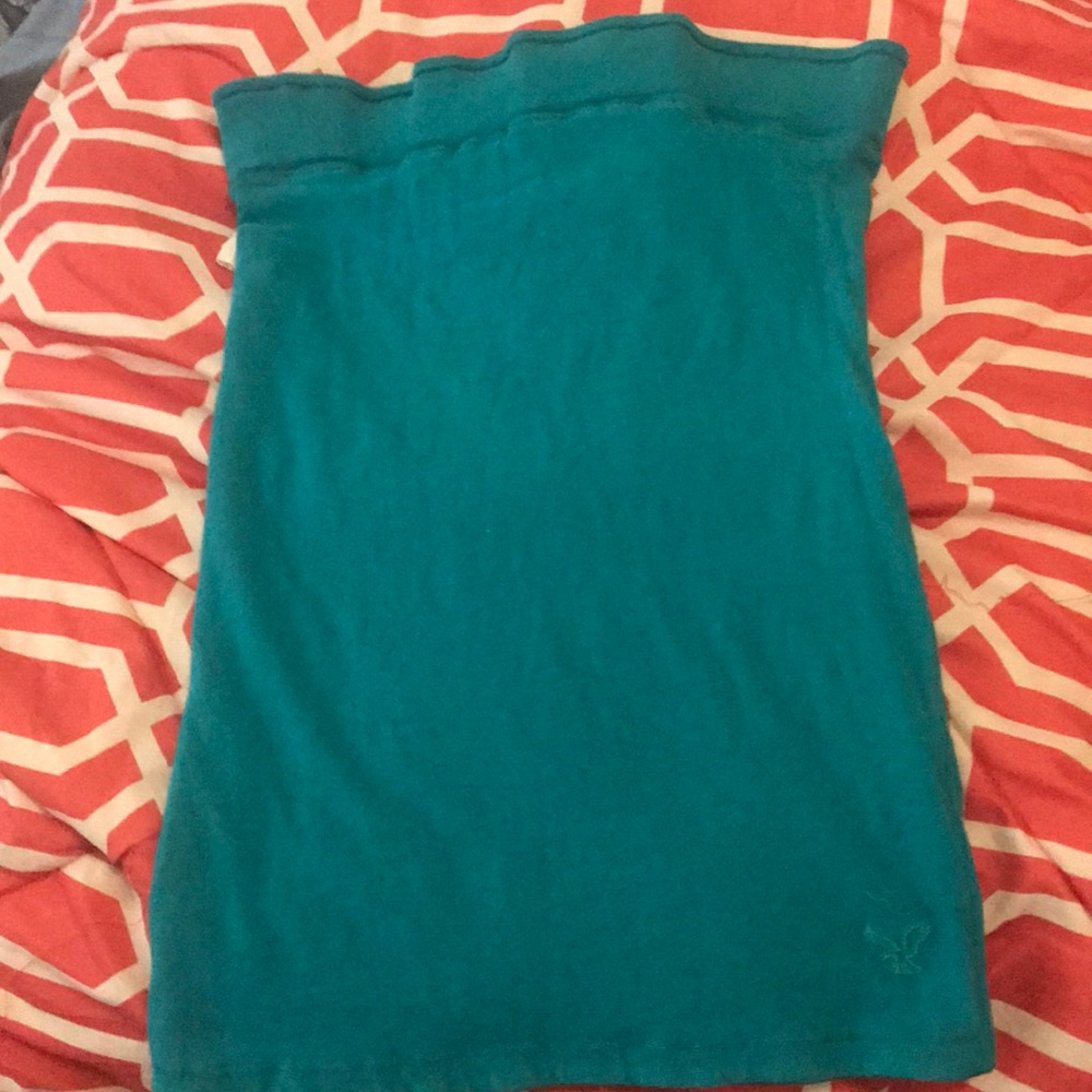 Reversible Turquoise American eagle tube top